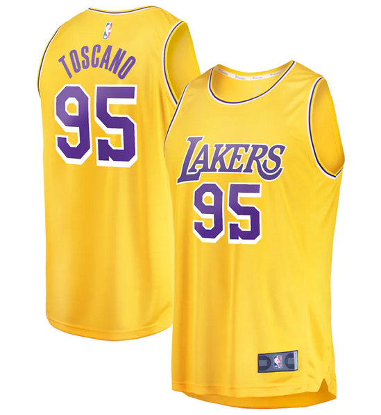 Men's Los Angeles Lakers #95 Juan Toscano-Anderson Gold Icon Edition Stitched Basketball Jersey